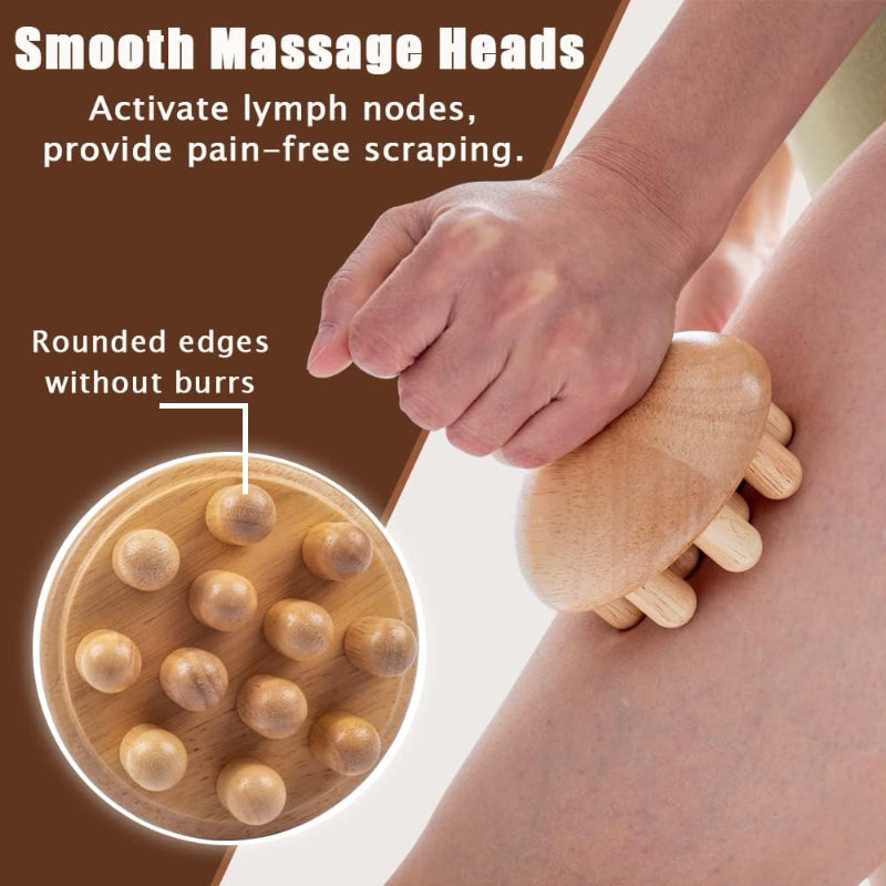 Wooden Mushroom Massager Wood Therapy Tool Anti Cellulite Lymphatic Drainage Body Massage