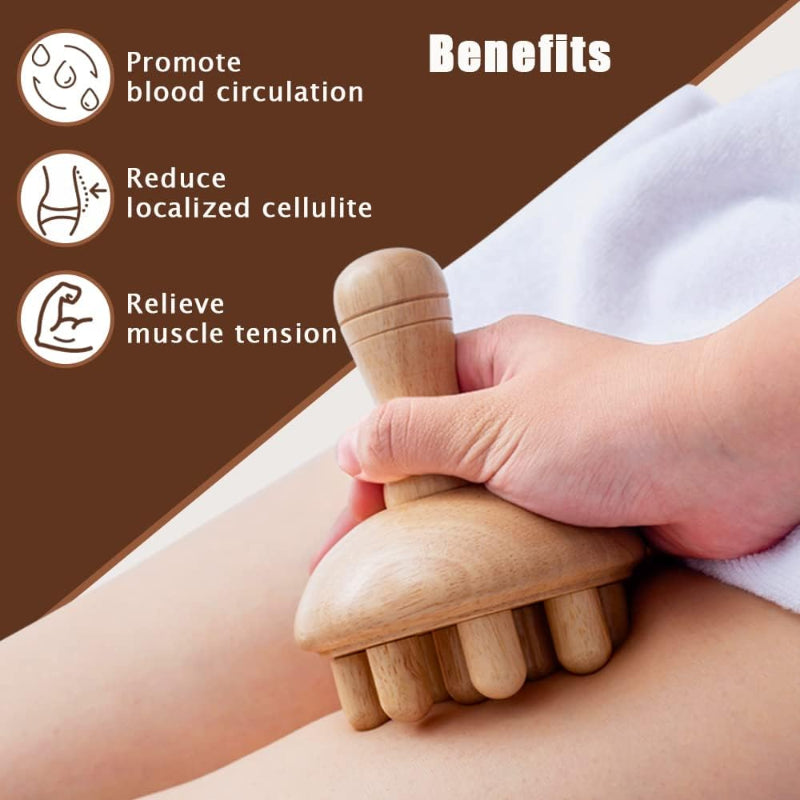 Wooden Mushroom Massager Wood Therapy Tool Anti Cellulite Lymphatic Drainage Body Massage