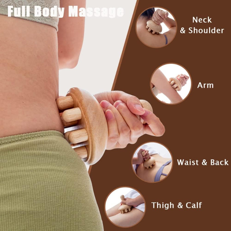 Wooden Mushroom Massager Wood Therapy Tool Anti Cellulite Lymphatic Drainage Body Massage