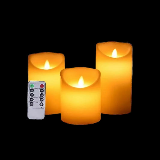 Flameless LED Candle Set Warm White with Remote Control and Timer Function