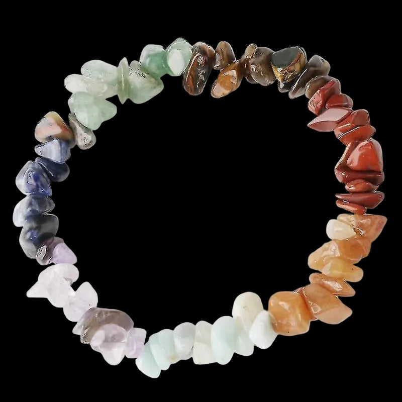 Natural Stone 7 Chakra Chip Beads Healing Crystal Bracelet Adjustable 8mm Unisex
