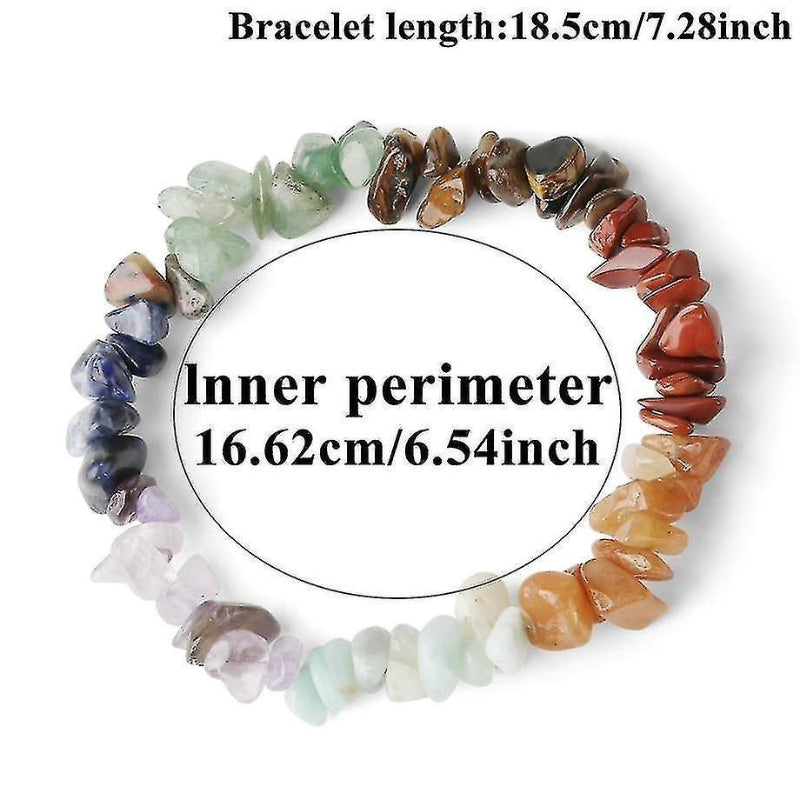 Natural Stone 7 Chakra Chip Beads Healing Crystal Bracelet Adjustable 8mm Unisex