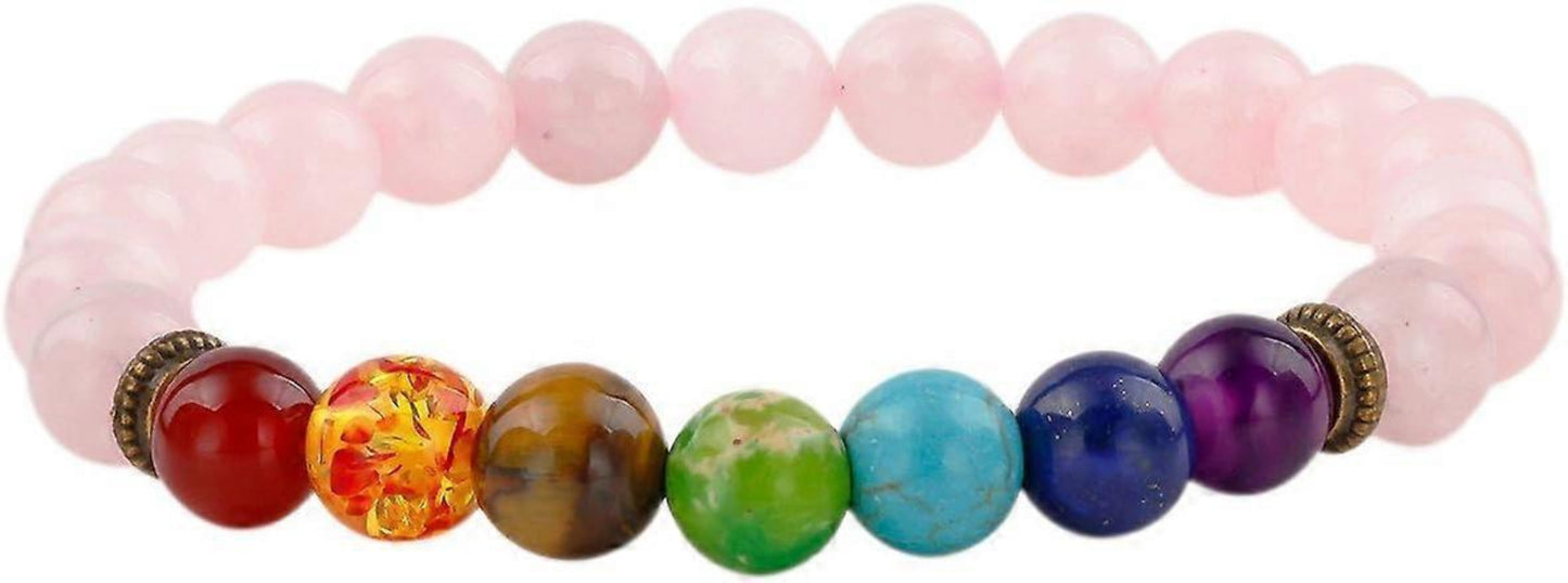 Unisex 7 Chakra Healing Bracelet 8mm Beads Gift for Yoga Meditation and Stress Relief