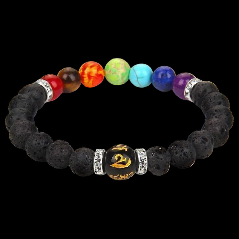 8mm Chakra Bracelet for Women Lava Rock 7 Chakras Natural Stone Beads Stretch Anxiety Relief