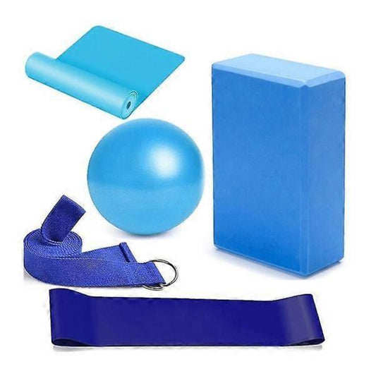 5pc Yoga Set Yoga Ball Block Elastic Band Stretch Band Resistance Circle Home Gym Kit