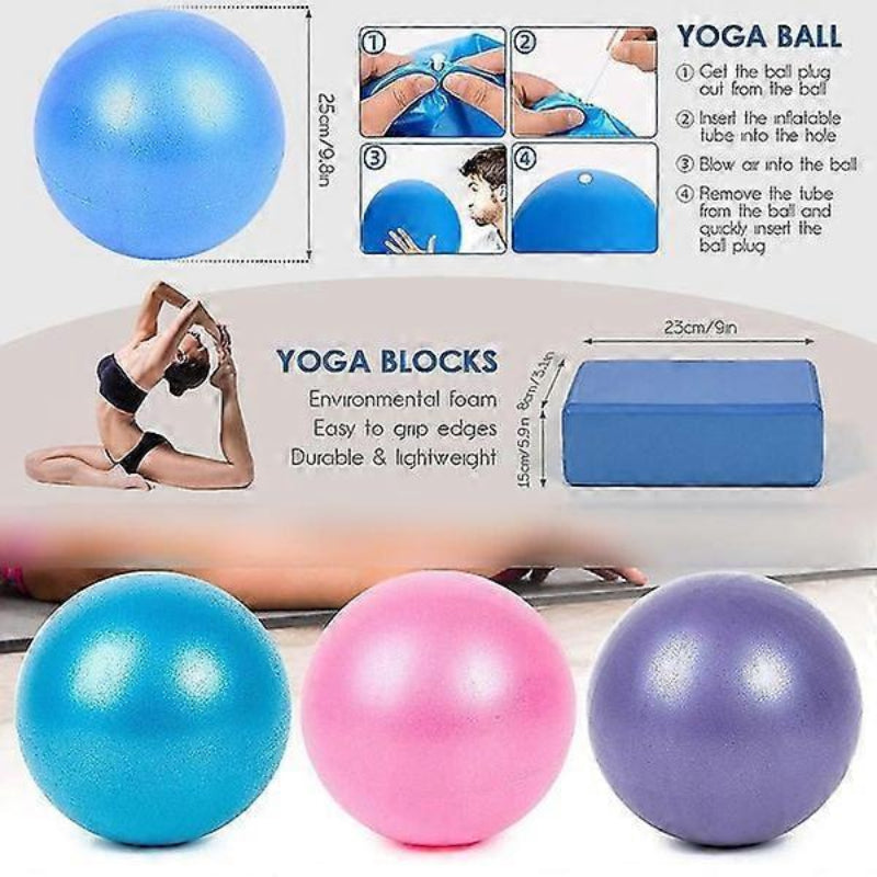 5pc Yoga Set Yoga Ball Block Elastic Band Stretch Band Resistance Circle Home Gym Kit