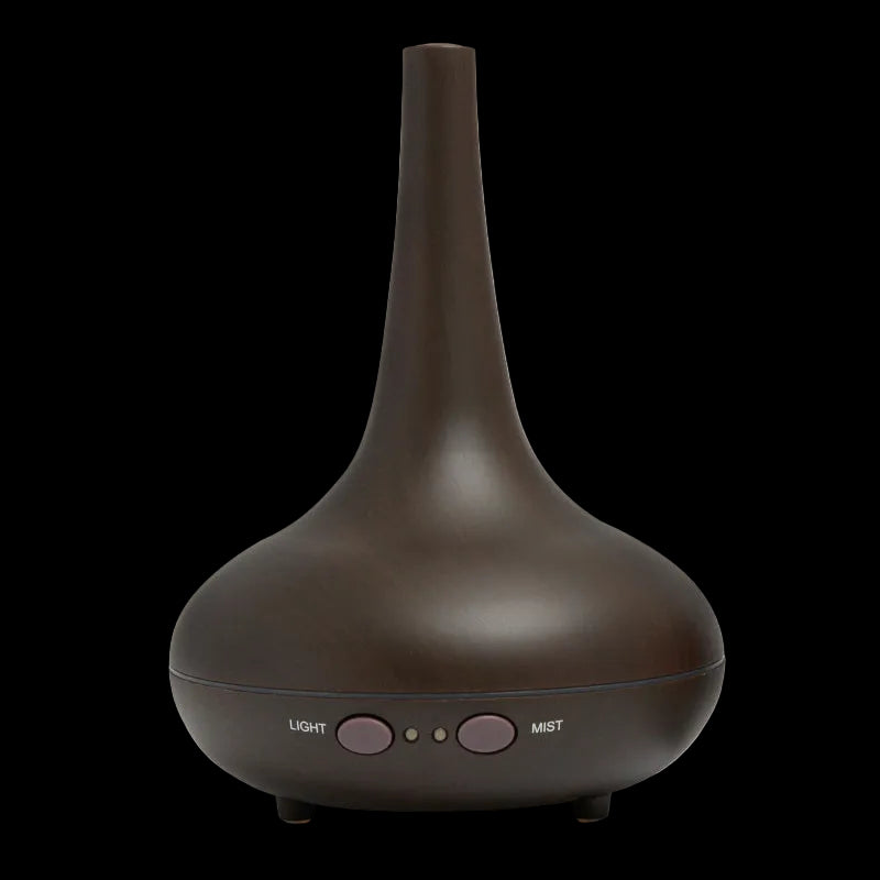 Aromatherapy Diffuser 200ml – Ultrasonic Cool Mist Humidifier, LED Mood Light, Dark Wood + 3 Essential Oils