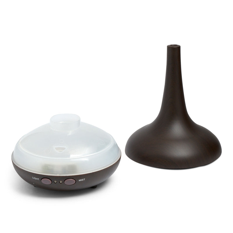 Aromatherapy Diffuser 200ml – Ultrasonic Cool Mist Humidifier, LED Mood Light, Dark Wood + 3 Essential Oils