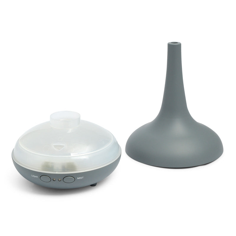 Ultrasonic Diffuser 200ml – Essential Oil Humidifier with 12‑Colour LED Light, Dark Wood Grain, 3 Oils Included - Matte Grey
