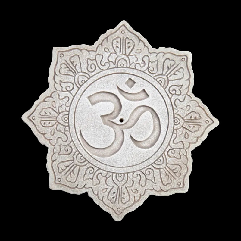 Carved Stone Lotus Om Incense Holder for Sticks Meditation and Home Fragrance