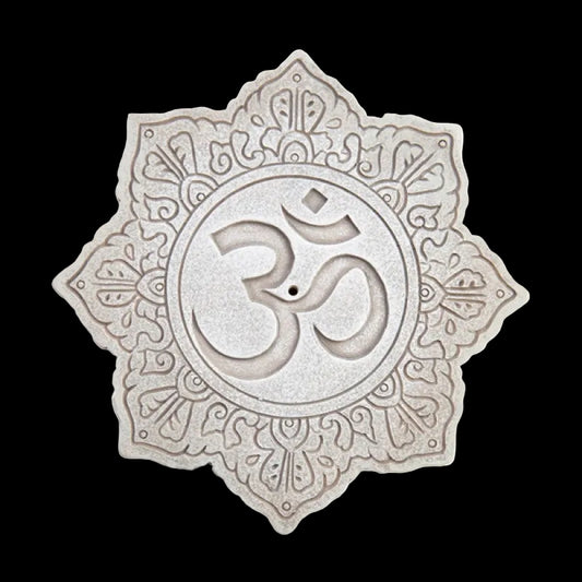 Carved Stone Lotus Om Incense Holder for Sticks Meditation and Home Fragrance
