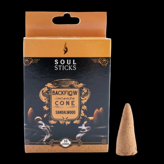 Soul Sticks Sandalwood Backflow Incense 10pk for Meditation Calm Cleansing