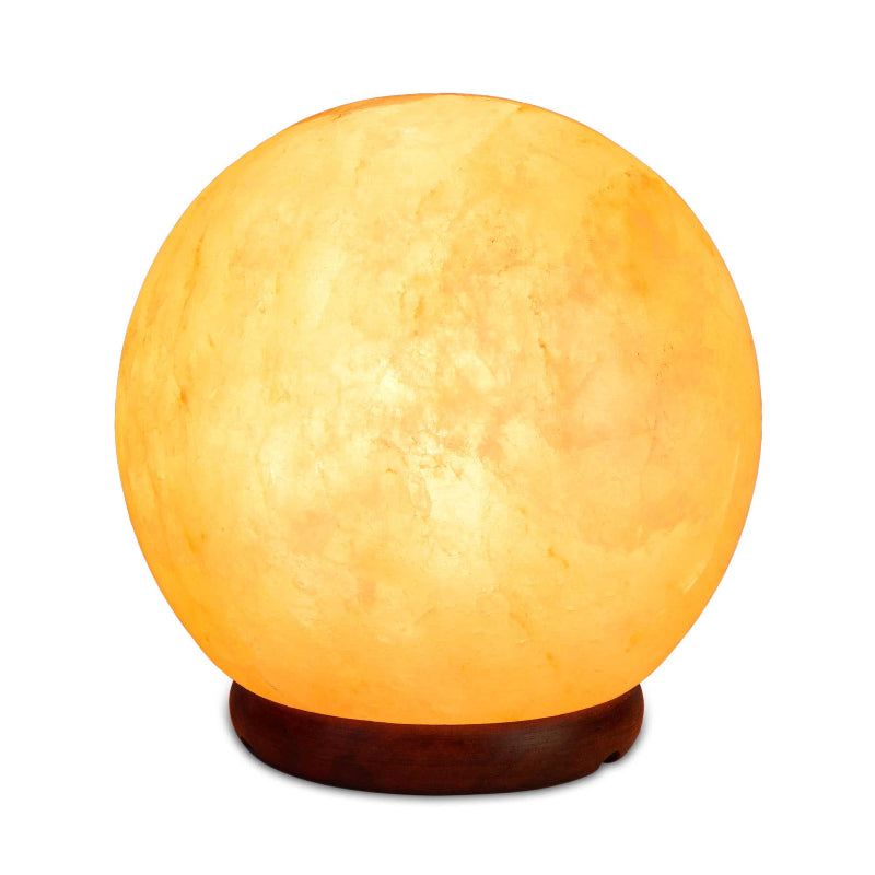 6.5 Inch Himalayan Pink Salt Sphere Lamp 5kg Wooden Base 12V 12W E14 Bulb Included