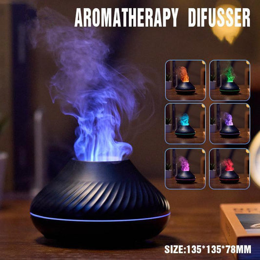 Aromatherapy Flame Diffuser 130ml Humidifier with Volcano Mist Effect