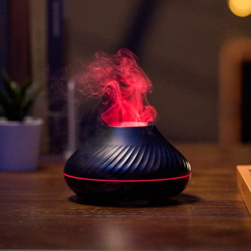 Aromatherapy Flame Diffuser 130ml Humidifier with Volcano Mist Effect