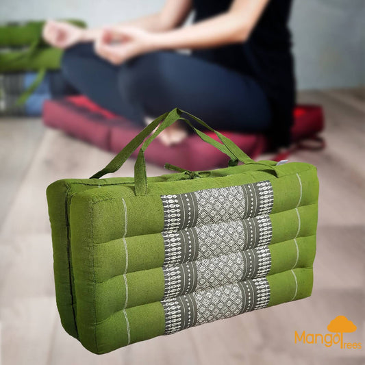Kapok Filled Foldable Yoga Cushion 50x50 cm Lightweight Travel Seat Pad for Meditation