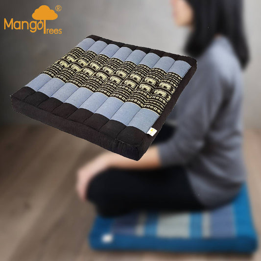 Thai Kapok Meditation Cushion 50x50cm Foldable Floor Seat Hypoallergenic Kapok Fibre - BlueEle