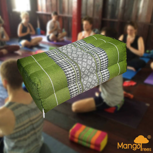 Thai Triangle Yoga Block Cushion 36 x 18 x 11 cm Kapok Filled Meditation Support Pillow - Green
