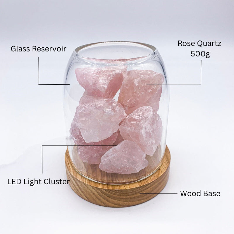 Waterless Crystal Diffuser – Pure Essential Oil Diffusion with - Rose Quartz