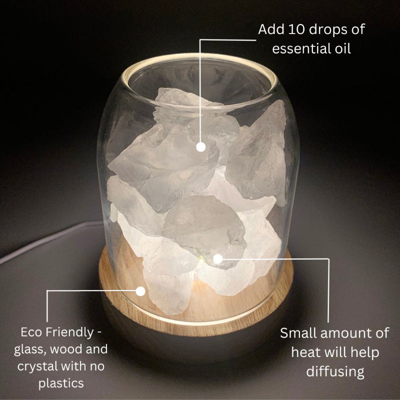 Waterless Crystal Diffuser – Pure Essential Oil Diffusion with - Clear Quartz