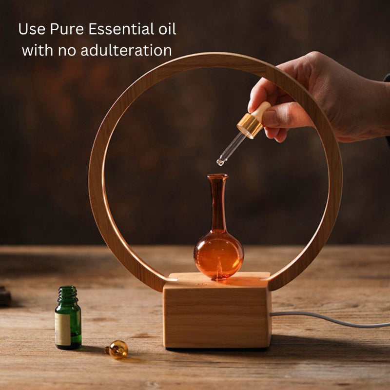 Pure Essential Oil Nebuliser – Waterless Diffuser with LED Ring Light