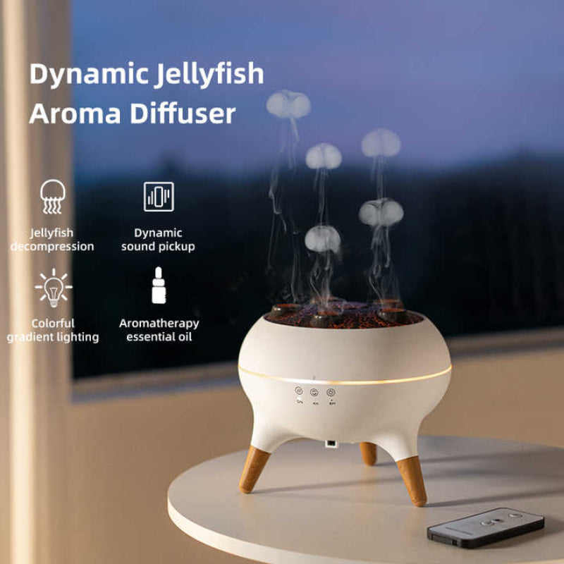 Dynamic Jellyfish Aroma Diffuser 250ml with Timer Adjustable Mist 7‑Color Ambient Light V80