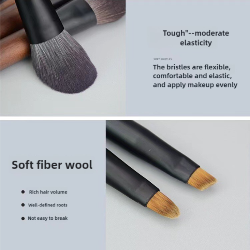 12‑Piece Mini Portable Makeup Brush Set – Soft Fiber Bristle Beauty Tool Kit with Storage Bag