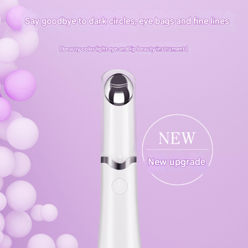 Pink Sonic Eye & Lip Massager – Heated Vibrating Wand with Red & Blue Light Therapy for Puffiness & Wrinkles