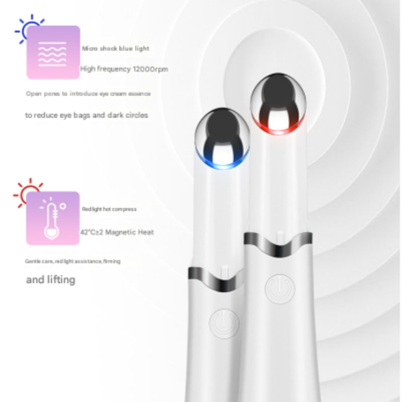 Pink Sonic Eye & Lip Massager – Heated Vibrating Wand with Red & Blue Light Therapy for Puffiness & Wrinkles