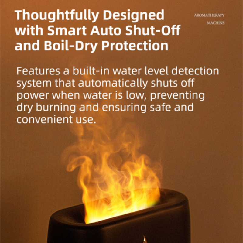 Black 3D Flame Aroma Diffuser 200ml Ultrasonic Humidifier with 7‑Color LED Light USB