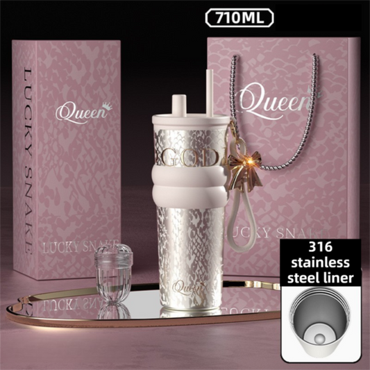 1pc Premium Insulated Beverage Cup, 316 Stainless Steel Tea/Coffee Tumbler, Outdoor & Car Use With Straw - Silver