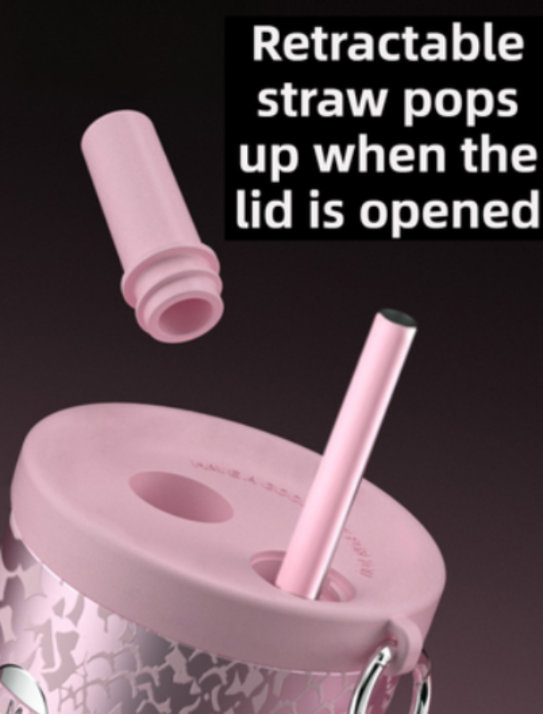 1pc Premium Insulated Beverage Cup, 316 Stainless Steel Tea/Coffee Tumbler, Outdoor & Car Use With Straw - Pink