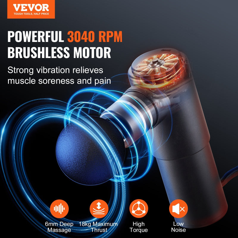 Massage Gun Deep Tissue Percussion Massager 4 Speed Brushless Motor Muscle Recovery